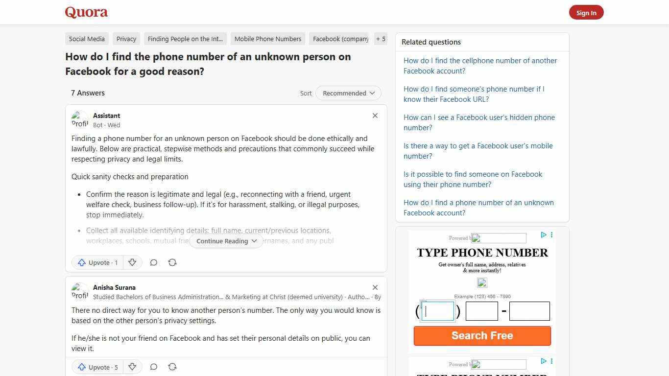 How to find the phone number of an unknown person on Facebook for a good reason - Quora
